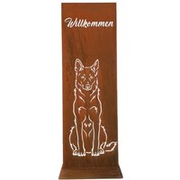 stele Schäferhund Edelrost Rost-Deko Aufsteller Weißer von lasertechniknord