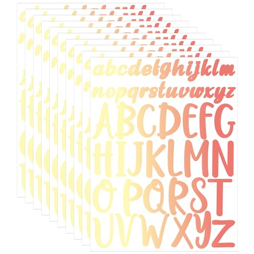10 Blatt Vinyl-Buchstabenaufkleber, 2,5cm 5cm Kleinbuchstaben Großbuchstaben Selbstklebende Buchstaben Aufkleber für Scrapbook Bastelarbeiten Heimdekoration (Verlaufsfarbe 4) von lasuroa