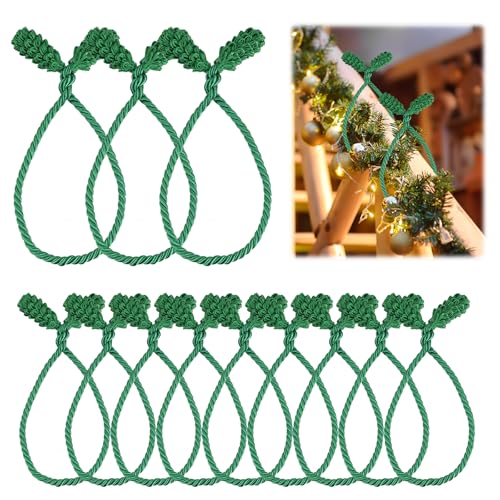 12 Stück Weihnachtsgirlanden Bänder, 40 cm Flexible Weihnachtsgeländer-Bänder Wiederverwendbare Dekorative Drehbänder für die Weihnachtsfeier Heimdekoration (Grün) von lasuroa