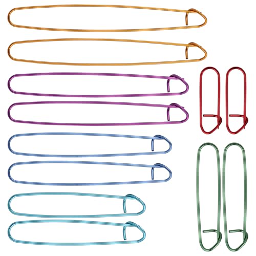 12stk Strickmaschenhalter, Praktischer Garnmaschenhalter Vielseitige Strickhäkelnadel Praktische Stricknadelhalter Bunte Häkelmaschenhalter zum Quilten Nähen Stricken (6 Größen) von lasuroa