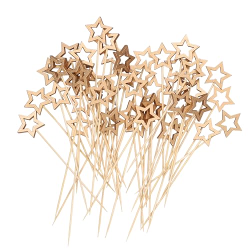 14 cm 50 Stück Cocktail Picks Stern Goldene Stern Zahnstocher für Vorspeisen Dekorative Cocktail Essensspieße Cocktailspieße für Obst, Snacks, Getränke, Geburtstagsparty-Zubehör, Dekoration von lasuroa