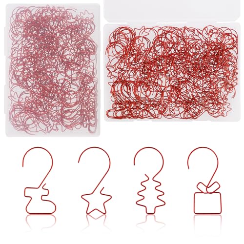 lasuroa 160stk Haken für Weihnachtsschmuck, Christbaumschmuck-Aufhänger Stern Geschenkbox Weihnachtsbaum Strümpfe Form Weihnachtsbaum Haken zum Aufhängen von Christbaumschmuck (Rot) von lasuroa