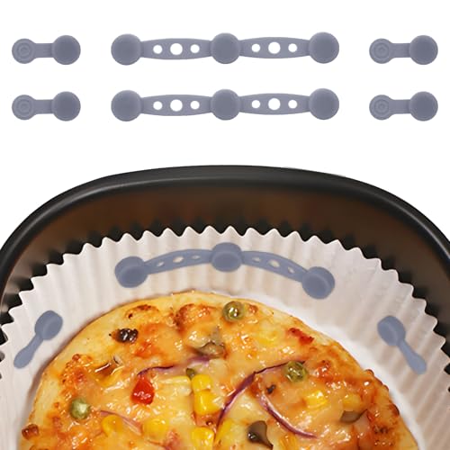 2 Sets Magnetschnalle aus Silikon für Heißluftfritteusen, Halter Papiereinlagen für Heißluftfritteusen zum Halten der Papiereinlagen an Ort Stelle Verhindern von Papierverbrennungen (Grau) von lasuroa