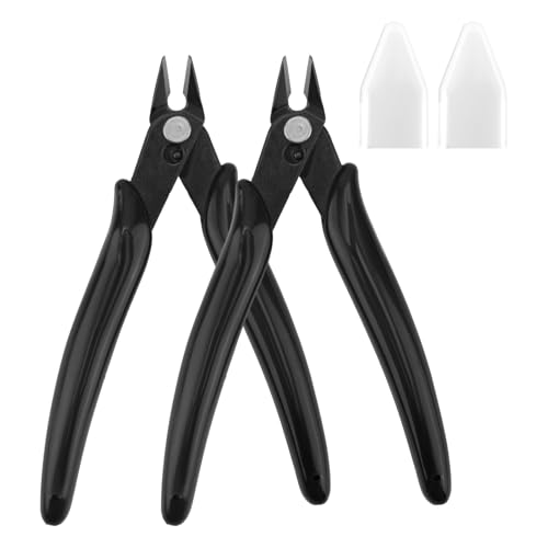 2 Stück Mikrodrahtschneider, Rutschfester Edelstahl Gummi Bündigschneider in Schwarz mit 2 Weißen Kunststoffabdeckungen Tragbare Handwerkzeuge für Blumenelektronik Schmuck Modellhandwerk von lasuroa