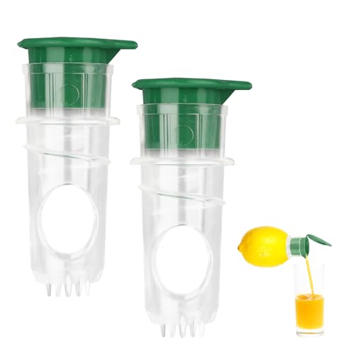 2 Stück Schraubverschluss-Zitronenpresse, Neu Manuelle Zitronenpresse mit Eingebautem Filter Handliche Limettenpresse für Frische Zitronen Zitrusfrüchte Orangen Getränke & Cocktailzubereitung (Grün) von lasuroa