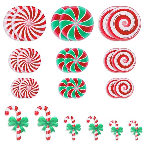 24 Stück Pfefferminz Bodenaufkleber, Selbstklebend Weihnachts Süßigkeiten Aufkleber Weihnachts Süßigkeiten Bodenaufkleber Weihnachts Wandaufkleber für Valentinstag Weihnachten (Rot und Grün) von lasuroa