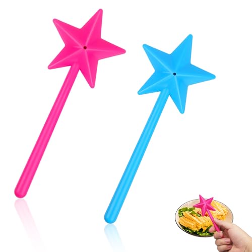 2st Salz und Pfefferstreuer Zauberstab, Salz und Pfefferstreuer Sternstabform Magic Wand Salt and Pepper Shakers Nachfüllbarer Gewürzspender Behälter für Restaurant Dekor Party(Blau, Rosarot) von lasuroa