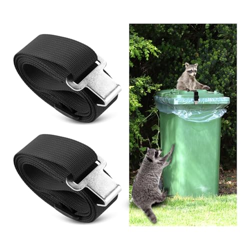 2stk Mülltonnenverschluss, 70x3,6cm Mülltonnengurt Mülleimer Verriegelung für den Außenbereich um zu Verhindern DASS Tiere und Wind die Mülltonne Umkippen(Schwarz) von lasuroa