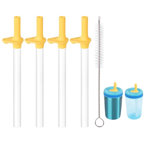 4 Stück Ersatz Trinkhalme mit Beißventil für Zak Designs Kelso 15 oz, mit 1 Reinigungsbürste Wiederverwendbare Kinderbecher Ersatzstrohhalme Zubehör für Zak, BPA-frei von lasuroa