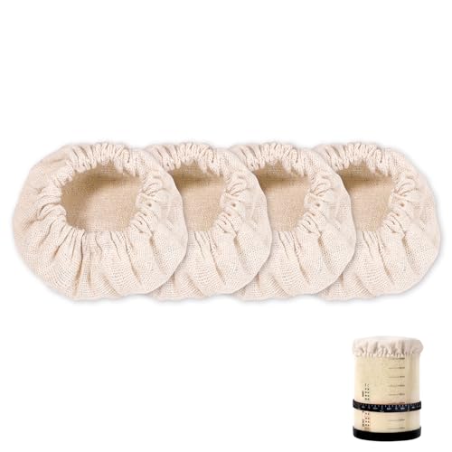 4st Stoff Deckel Gläser, Baumwolle Stoffabdeckung Schüssel Elastisch Cloth Jar Cover Ungebleicht Wiederverwendbar Stoffdeckelhülle Sauerteigschüsselhülle für 10,16-12,7cm Glasmündung 4st Stoff Deckel Gläser, Baumwolle Stoffabdeckung Schüssel Elastisch Cloth Jar Cover Ungebleicht Wiederverwendbar Stoffdeckelhülle Sauerteigschüsselhülle für 10,16-12,7cm Glasmündung von lasuroa