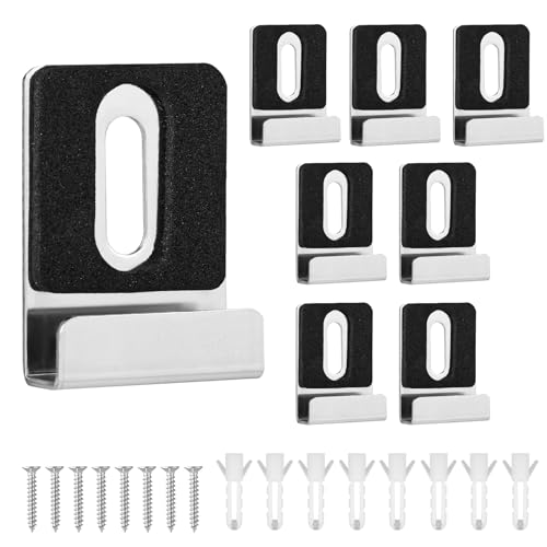 8stk Metall Spiegel Clips Set, Spiegelaufhänger Metall mit Schrauben Gummi-Pads Spiegel-Clips Robuste Spiegelaufhängung für Rahmenlose Montage Wandfliesen-Werbetafel-Display(Silber) von lasuroa