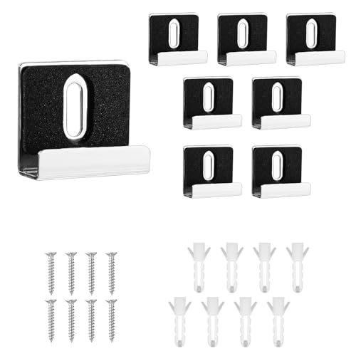 8stk Spiegelclips, Robustes Spiegelhalter-Set Spiegelaufhänger Spiegel Wandhalterungen mit Schrauben Gummipads zur Wandmontage von Rahmenlosen Spiegel-Plakatdisplays(Silber) von lasuroa