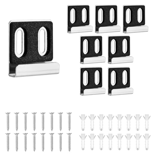8stk Spiegelhalterung, Robuste Spiegelclips Spiegelhalter-Set aus Metall Spiegelclips aus Metall mit Schrauben und Gummipads zur Wandmontage Rahmenloser Spiegel(Doppelloch Silber) von lasuroa