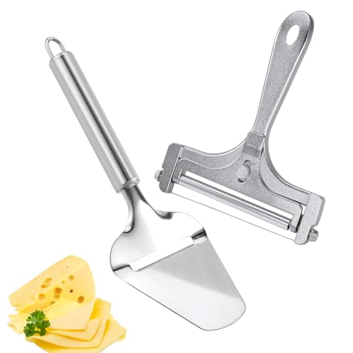 Käseschneider aus Draht, Edelstahl Käseschneider mit Käseschaufel Käseschneidersatz Käseschneiderbrett Butterschneider für Blockkäsebutter von lasuroa