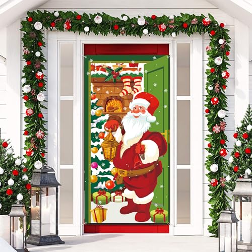 Weihnachts Türabdeckung, 185 x 90cm Weihnachtsdeko tür Hängen Banner Weihnachten Garage tür Dekoration Tür Abdeckung Partygeschenke Dekoration für das Heimatfest von lasuroa