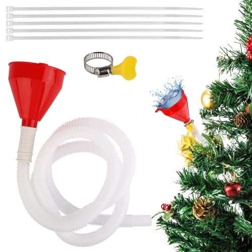 Weihnachtsbaum Bewässerungstrichter Set, Langer Trichter mit Schlauch Kabelbindern Weihnachtsbaum Bewässerungssystem Werkzeug Gerät für Große Baumpflanzen im Innen- und Außenbereich von lasuroa