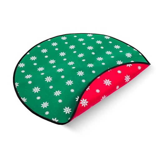 Weihnachtsbaum Matte, 76cm Wendbare Weihnachtsbaum Bodenunterlage Weihnachtsbaum-Rock Weihnachtsbaumständer Matte mit Elastischem Seil zum Bodenschutz(Schneeflockenstil) von lasuroa