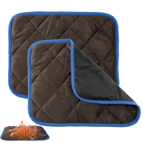 lasuroa 2stk Selbstwärmende Matte, 40x50cm Selbstheizende Decke Wärmereflektierende Weiche Schicht Warm Katzenbettmatte rutschfeste Katzen-Thermopads für Katzen Welpen Kaninchen im Winter (Braun) von lasuroa