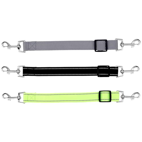 lasuroa 3stk Sicherheitsclip für Hundehalsbänder, Verstellbare Reflektierende Leinenverlängerung aus Nylon mit Doppelverschlüssen aus Metall um 360° Drehbarer Hundegeschirr Verbinder zum Gehen Laufen von lasuroa