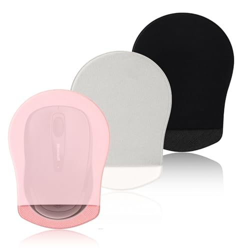 lasuroa 3stk Tasche für Laptop Maus, Leder Hülle für Maus zum Aufkleben Hülle Maus Universal Selbstklebende Maus Tasche für PC Laptop(Rosa, Grau, Schwarz) von lasuroa