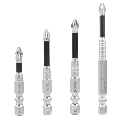 lasuroa 4stk Hochmagnetischer Schraubendreher Bits Set, 2025 Upgrade S2 Legierungsstahl Elektroschrauber Set mit Rutschfesten Starkbits 50/65/70/90mm für Schlagbohrer von lasuroa
