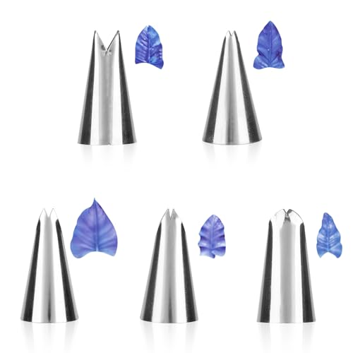 lasuroa 5 Stk Blatt Spitzen, Edelstahl Torten Spitzen Zuckergussherstellung Tortendekoration zum Backen für Cupcakes und Plätzchen von lasuroa