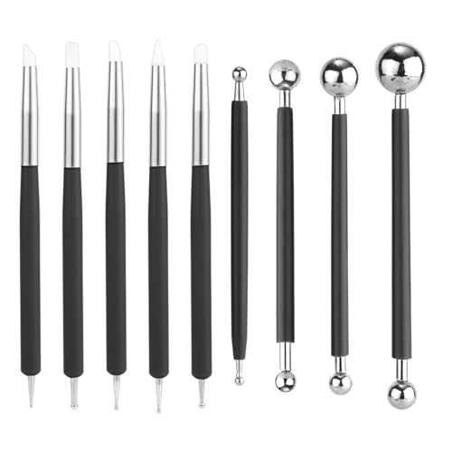 lasuroa 9St Silikon Modellierwerkzeug Ton, Doppelseitig Punktierwerkzeug Polymer Ton Töpferwaren und Keramik Metallkugel Stift Set zum Prägen Formen Malen Nagelkunst Basteln lasuroa 9St Silikon Modellierwerkzeug Ton, Doppelseitig Punktierwerkzeug Polymer Ton Töpferwaren und Keramik Metallkugel Stift Set zum Prägen Formen Malen Nagelkunst Basteln von lasuroa