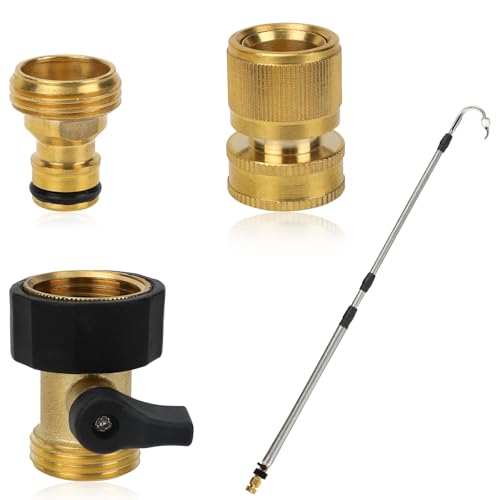 lasuroa Gartenschlauch-Absperrventil & 2 Stück Schnellverbinder, 3/4 Zoll Messing Kupplung mit Innen und Außengewinde Wasserabsperrventil mit Dichtung Gartenschlauch-Zubehör von lasuroa