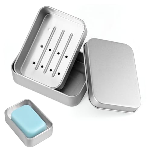 lasuroa Reiseseifenetui, Aluminium Silber Seifenbehälter mit Deckel Tragbares Kompaktes Duschgeschirr Zubehör für die Aufbewahrung im Badezimmer zu Hause Reisen und Camping lasuroa Reiseseifenetui, Aluminium Silber Seifenbehälter mit Deckel Tragbares Kompaktes Duschgeschirr Zubehör für die Aufbewahrung im Badezimmer zu Hause Reisen und Camping von lasuroa