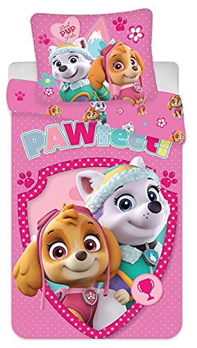 Paw Patrol Sky Kinder Bettwäsche Set Rosa Baumwolle Mädchen Wendebettwäsche Größe 140 x 200 cm von lau-fashion