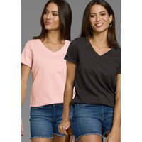 Laura Scott Longshirt, (2-er Pack), V-Ausschnitt von laura scott