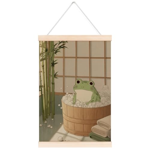 laveliabel Lustiger Frosch-Badezimmer-Poster-Bilderrahmen, Frosch in der Badewanne, Banner mit Holzaufhänger, niedliches skurriles Tier, botanisch, ästhetisch, Wandkunst, Dekor für WC, Waschraum laveliabel Lustiger Frosch-Badezimmer-Poster-Bilderrahmen, Frosch in der Badewanne, Banner mit Holzaufhänger, niedliches skurriles Tier, botanisch, ästhetisch, Wandkunst, Dekor für WC, Waschraum von laveliabel