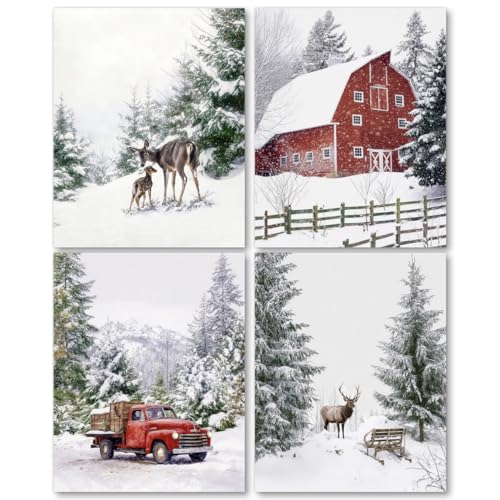 laveliabel Wandkunstdrucke, Motiv: Winter, verschneiter Wald, ungerahmt, Rentierbilder, Wanddekoration, Kiefernbaum-Poster, Weihnachtsbaum, Hirsch, Berghirsch, Posterdrucke für Zuhause, Schlafzimmer laveliabel Wandkunstdrucke, Motiv: Winter, verschneiter Wald, ungerahmt, Rentierbilder, Wanddekoration, Kiefernbaum-Poster, Weihnachtsbaum, Hirsch, Berghirsch, Posterdrucke für Zuhause, Schlafzimmer von laveliabel