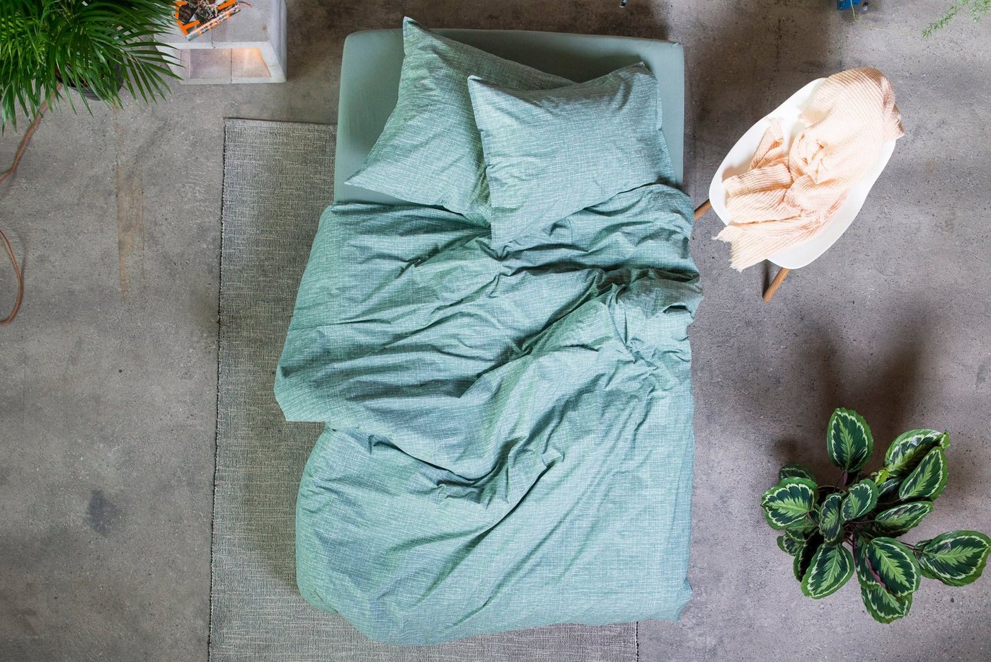 Bettwäsche Finn Karo, lavie, Bettdeckenbezug aus 100% Bio Baumwollperkal mit Stonewash-Finishing von lavie