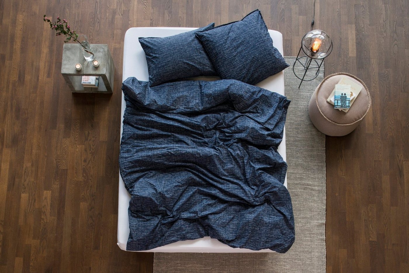 Bettwäsche Finn Karo, lavie, Bettdeckenbezug aus 100% Bio Baumwollperkal mit Stonewash-Finishing von lavie