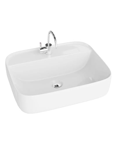 LAVITA Aufsatzwaschtisch Karawela Aufsatzwaschbecken Rechteckig Waschbecken ohne Überlauf und mit Hahnloch Aus hochwertigem Porzellan Waschtisch modernes Badkeramik Waschplatz 50x40x14,5 cm Weiß Glanz LAVITA Aufsatzwaschtisch Karawela Aufsatzwaschbecken Rechteckig Waschbecken ohne Überlauf und mit Hahnloch Aus hochwertigem Porzellan Waschtisch modernes Badkeramik Waschplatz 50x40x14,5 cm Weiß Glanz von lavita