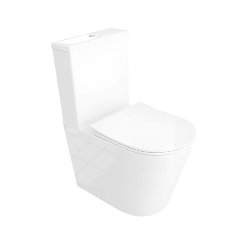 LAVITA Einteilige Stand-WC mit eingebautem Spülkasten NEPTUN WHITE | Komplett-Set | WC deckel mit Absenkautomatik | Keramik Toilette Spülrandlos | Toilettenschüssel | Toilettenbecken Stehend von lavita
