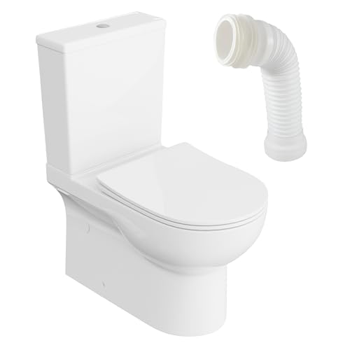 LAVITA Einteilige Stand-WC mit eingebautem Spülkasten POSEJDON WHITE | Komplett-Set | WC deckel mit Absenkautomatik | Keramik Toilette Spülrandlos | Toilettenschüssel | Toilettenbecken Stehend von lavita