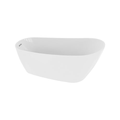 LAVITA Freistehende Badewanne Comodo 1500 Acryl 150x78x72 cm Badewannen Oval Form Moderne Acryl-Wanne Freistehend 2 Personen 250 L Antimikrobielle Beschichtung Weiß Glanz von lavita