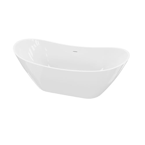 LAVITA Freistehende Badewanne Modena 1720 Acryl 172x73x74 cm Badewannen Oval Form Moderne Acryl-Wanne Freistehend 2 Personen 262 L Antimikrobielle Beschichtung Weiß Glanz von lavita