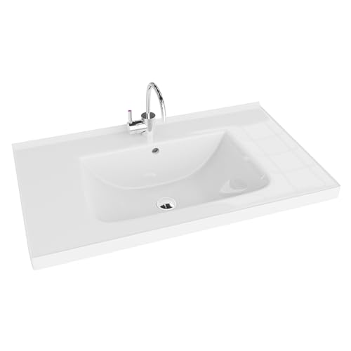 LAVITA Möbelwaschtisch Kansas 800 Möbelwaschbecken Waschbecken mit Überlauf und Hahnloch Aus hochwertigem Porzellan Waschtisch 81x49x21 cm Weiß Glanz LAVITA Möbelwaschtisch Kansas 800 Möbelwaschbecken Waschbecken mit Überlauf und Hahnloch Aus hochwertigem Porzellan Waschtisch 81x49x21 cm Weiß Glanz von lavita