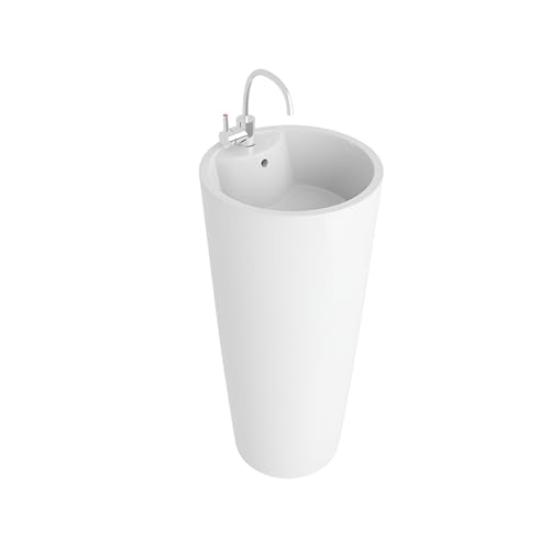 LAVITA Standwaschbecke Uvas | Freistehendes Waschbecken Rund | Waschbecken mit Überlauf und Hahnloch | Aus hochwertigem Porzellan | Bodenstehende Waschtisch | 83,5x40x40 cm | Weiß Glanz LAVITA Standwaschbecke Uvas | Freistehendes Waschbecken Rund | Waschbecken mit Überlauf und Hahnloch | Aus hochwertigem Porzellan | Bodenstehende Waschtisch | 83,5x40x40 cm | Weiß Glanz von lavita