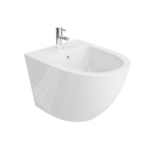 LAVITA Universal Wand-Bidet Sofi mit Hahnloch und Überlaufschutz aus Keramik | Sitzwaschbecken zur Montage an der Wand | Hygienisch und Pflegeleicht | 36,5x49x32,5 cm | von lavita