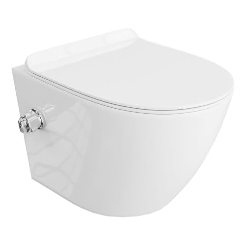 LAVITA Wand-WC Salto Hänge Toilette WC Sitz WC Bidet-Funktion Colordeckel mit Absenkautomatik & Metallscharniere Color Tornado Spülrandlos Hängend Colorbecken 370x490x395 mm Weißer Glanz LAVITA Wand-WC Salto Hänge Toilette WC Sitz WC Bidet-Funktion Colordeckel mit Absenkautomatik & Metallscharniere Color Tornado Spülrandlos Hängend Colorbecken 370x490x395 mm Weißer Glanz von lavita