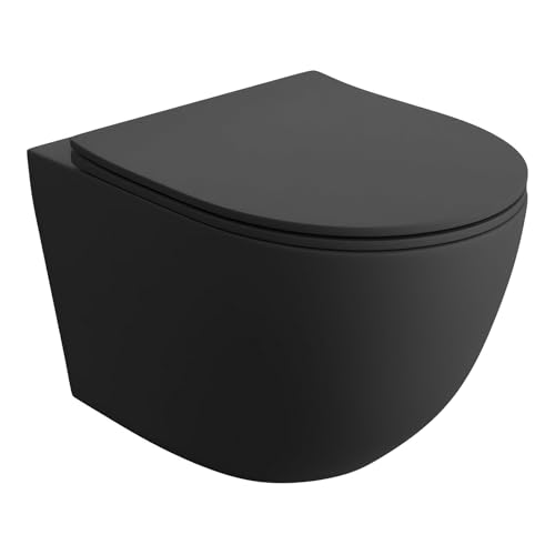 LAVITA Wand-WC Sinto Black Hänge Toilette Toilettendeckel mit Absenkautomatik & Metallscharniere Toiletten Spülrandlos Hängend Toilettenbecken 365x490x395 mm Schwarz LAVITA Wand-WC Sinto Black Hänge Toilette Toilettendeckel mit Absenkautomatik & Metallscharniere Toiletten Spülrandlos Hängend Toilettenbecken 365x490x395 mm Schwarz von lavita