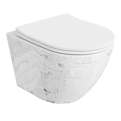 LAVITA Wand-WC Sofi Slim Paper | Hänge Toilette | Toilettendeckel mit Absenkautomatik & Metallscharniere | Toiletten Spülrandlos Hängend | Toilettenbecken | 365x490x395 mm | Weißer Glanz von lavita