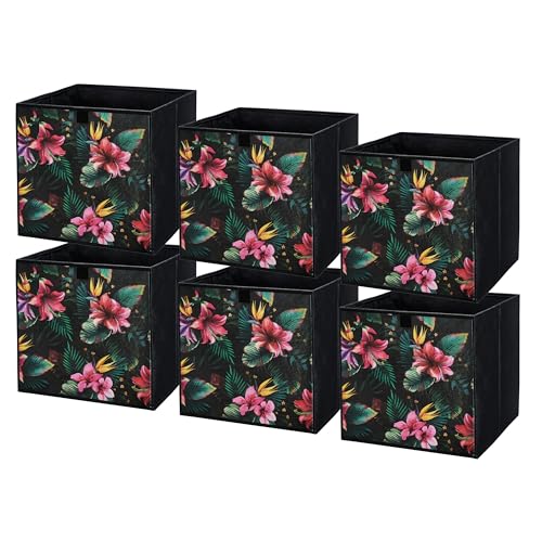 lavita Storage Box | faltbare Aufbewahrung Boxen 31 x 31 x 31 cm | Schubladen-Organizer Box| Ordnungssysteme für Kleidung | Kleideraufbewahrung & Organisation | Blumen | 6 stück von lavita