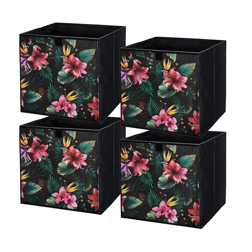 lavita Storage Box | Faltbare Aufbewahrung Boxen 31 x 31 x 31 cm | Schubladen-Organizer Box | Ordnungssysteme fr Kleidung | Kleideraufbewahrung & Organisation | 4 Stück Blumen von lavita