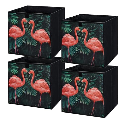 lavita Storage Box | faltbare Aufbewahrung Boxen 31 x 31 x 31 cm | Schubladen-Organizer Box| Ordnungssysteme fr Kleidung | Kleideraufbewahrung & Organisation | Flamingos | 4 stck von lavita