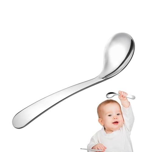 laxreheye Baby-Lernutensilien, die den Löffel füttern | First Stage Selbstfütterung ohne Verrutschen Spoon, flacher Kopf, Babynahrung von laxreheye